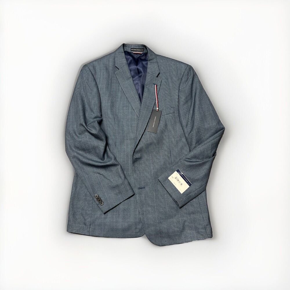 Tommy Hilfiger Men's Modern-Fit Blue Check Blazer 42REG
